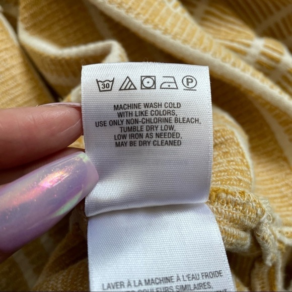 Anthropologie Postmark Blouse Flare Sleeve Textured Stripe Yellow & White M - Picture 11 of 14